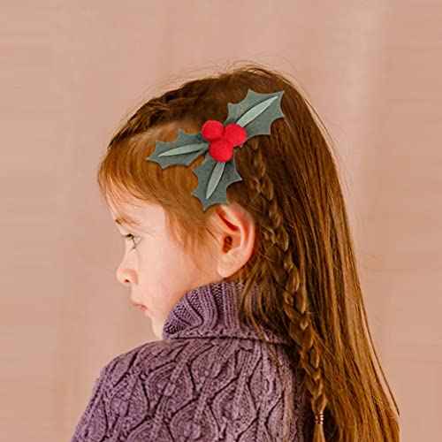 Christmas Holly Hair Clip - Christmas Hair Accessories, Felt Red Holly Berry Hair Clip, Toddler Hair Accessories for Girls, Winter Gifts for Girls