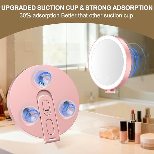 Mocado 30X Magnifying Lighted Makeup Mirror - Rose Gold, 6" Large Surface, Suction Cup
