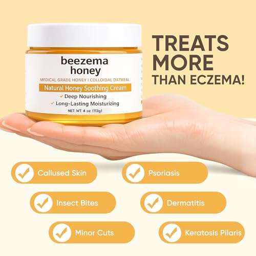Beezema Medical Grade Honey, with Manuka Honey, Colloidal Oatmeal & Natural Oils, Natural Lotion, for Relieving Dry Skin on Hands and Body. Fast-Absorbing & Non-Greasy, Unscented - 4oz (1)