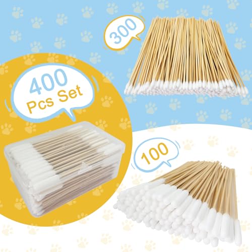 Dog Ear Cleaning Cotton Swabs – 400 Pack, 6" Bamboo
