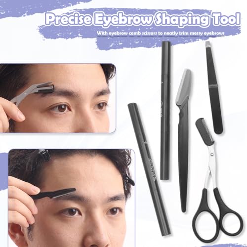 Men's Eyebrow Grooming Kit - 12 Stencils & 6 Tools