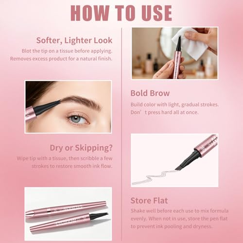 QIC 4-Tip Microblading Eyebrow Pen - Waterproof Light Brown
