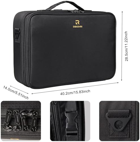 Large 3-Layer Makeup Case with 10 Dividers