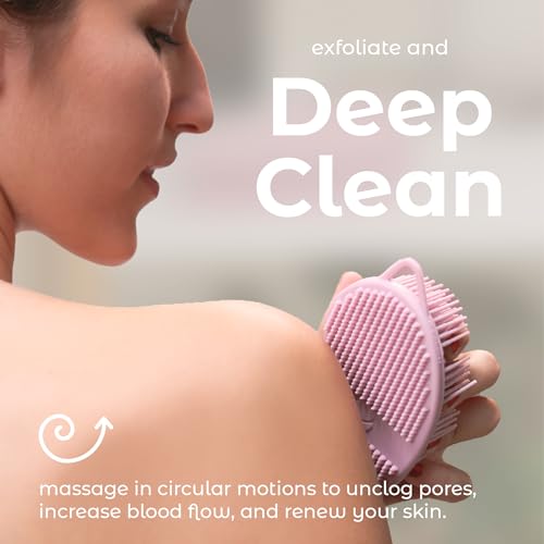 MainBasics Dual-Sided Silicone Body Scrubber - Exfoliating Loofah Brush