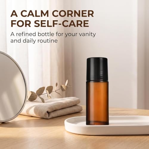 2-Pack 50ml Refillable Brown Glass Essential Oil Roller Bottles - Aromatherapy & Perfume Containers