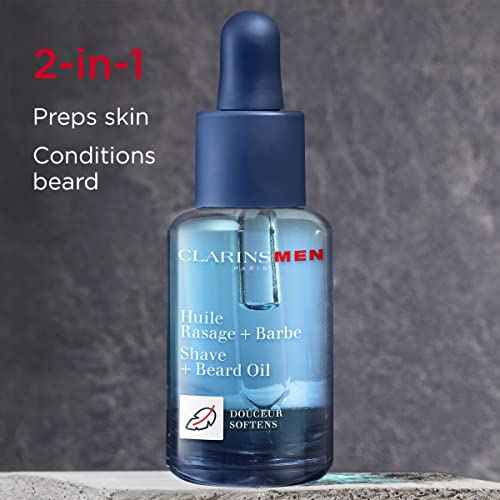 CLARINSMEN Shave + Beard Oil | 2-In-1 Shaving and Beard Oil for Men | Preps Skin and Conditions Beard | Lightweight, Non-Greasy Dry Oil | All Skin Types | 1.0 Fluid Ounces