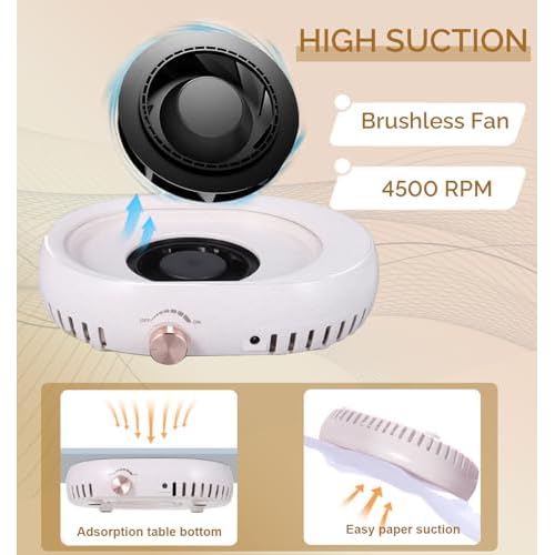 Professional Nail Dust Collector - 4500 RPM Strong Suction, Quiet Adjustable Brushless Turbo Fan, 360¡Æ Dust Collection for Acrylic/Gel Nails, Salon & Home Use (Oatmeal)