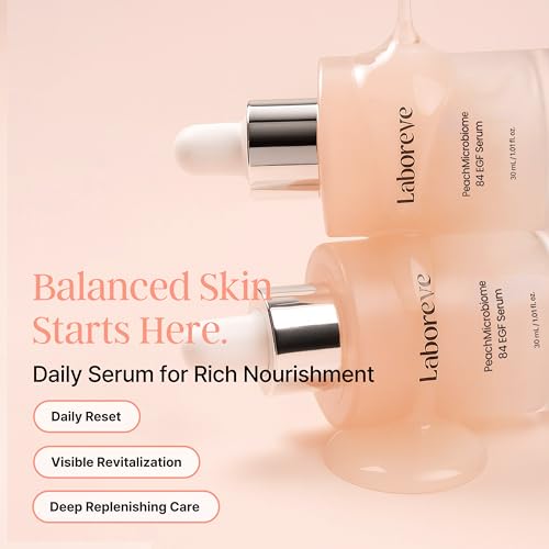 PeachMicrobiome 84 EGF Peach Serum 30ml, Age-Defying Serum with 84 Billion Microbiome Complex - Niacinamide, Collagen, EGF - Korean Skin Care (1.01 fl. oz.)