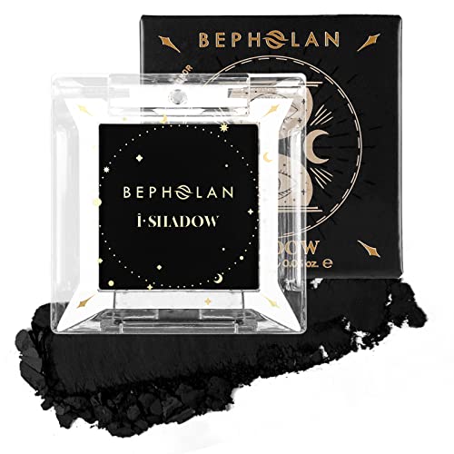 BEPHOLAN Single Matte Black Eyeshadow Palette,Black Blush,Cake Eyeliner Powder Goth Makeup Eyeshadow, Black Gothic Vampire Blood Makeup,Black Rose