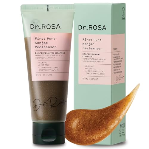 Dr.ROSA Konjac Peeleanser, Gentle Daily Peeling Cleanser with Konjac & Pear Cell, pH Balanced, Sensitive Skin Friendly, Soft & Smooth Skin Care