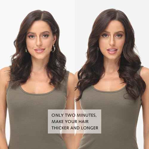 Rose bud Clip in Hair Extensions Real Human Hair 7Pcs 16Clips 18Inch 150g Natural Thick Hair Extensions Human Hair Medium Brown to Dark Blonde