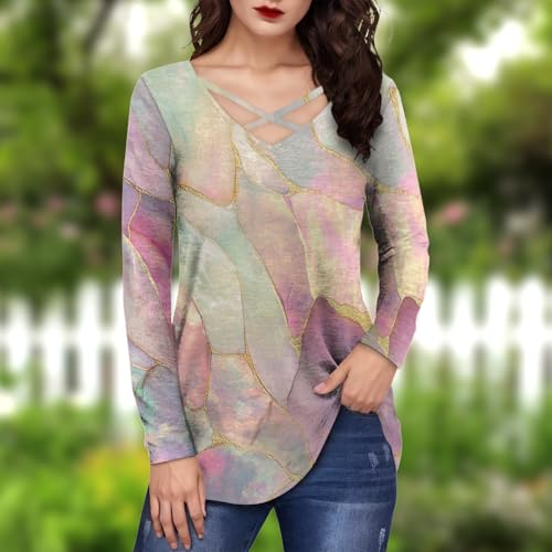 Boho Long Sleeve Criss Cross V Neck Top