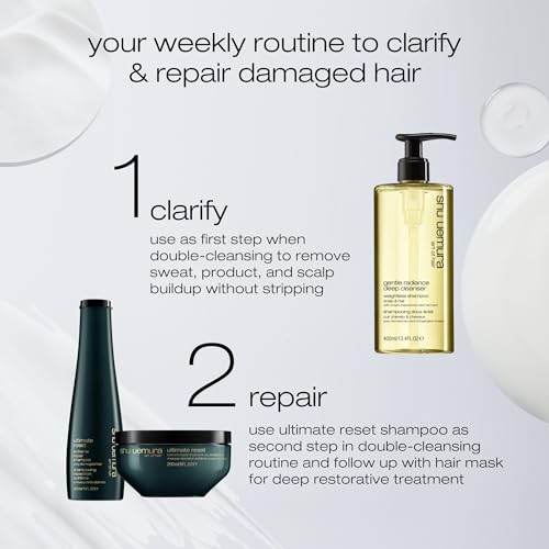 shu uemura art of hair Gentle Radiance Clarifying Shampoo - Deep Cleansing, Removes Buildup and Balances Moisture, For All Scalp and Hair Types, 13.4 Fl Oz