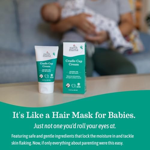 Earth Mama Cradle Cap Cream 2 oz - Organic Baby Scalp Care, Gentle & Certified