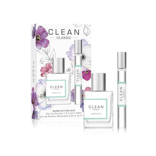 Clean Beauty Perfume Duo, Full & Travel Size, Fresh Laundry Warm Cotton Scent, Strawberry Fields Juicy Berry Notes, Layering, Giftable Fragrance Set