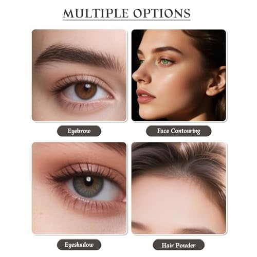 Waterproof Eyebrow Powder Kit - 3 Colors Long-Lasting Brow Powder Palette with Brush Razor & Stencil, Natural Tinting Powder for Women Sparse Brows | #03 Medium Brown, Dark Brown, Black