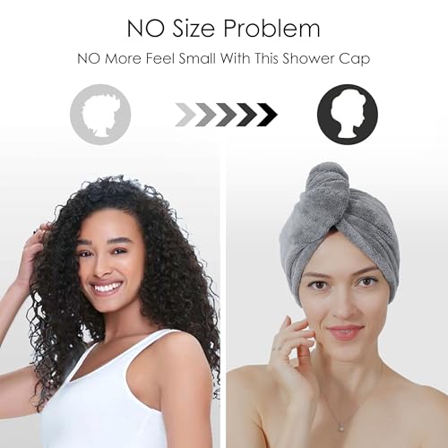 TENSTARS 5-Pack Microfiber Hair Towel Wrap in Cream, White, Brown, Light Teal & Grey - Quick Dry & Soft Turban for All Hair Types