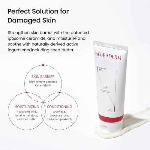 Cream MD, Regenerative Moisturizing Ceramide Skin Barrier Restoring Skin and Body Care for Damaged, Dry Skin (180g, 6.34oz)