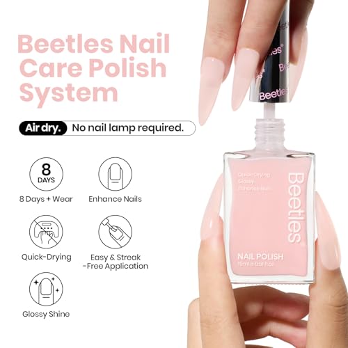 Beetles Nail Concealer 2-in-1 Light Pink Jelly Nail Polish for Strength & Growth - Pink Jelly