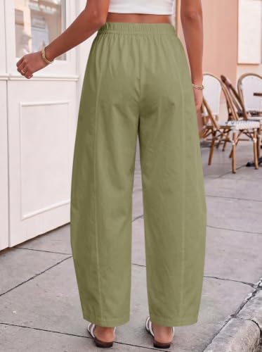 Tankaneo Women's Baggy Barrel Pants High Waist Wide Leg
