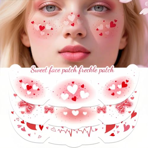 Valentine's Day Face Tattoo Stickers, 8 Sheets Waterproof Temporary Freckles
