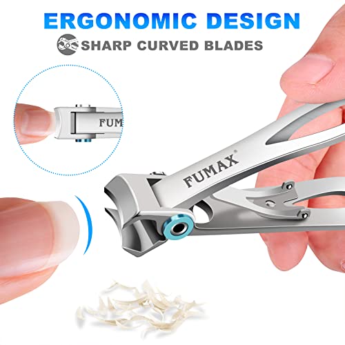Nail Clippers for Men Thick Nails, Toenail Clippers with Wide Jaw for Thick Toenails, Angled Large Mess Free Toe Nail Clippers with Catcher, Heavy Duty Fingernail Clipper Cutter for Seniors
