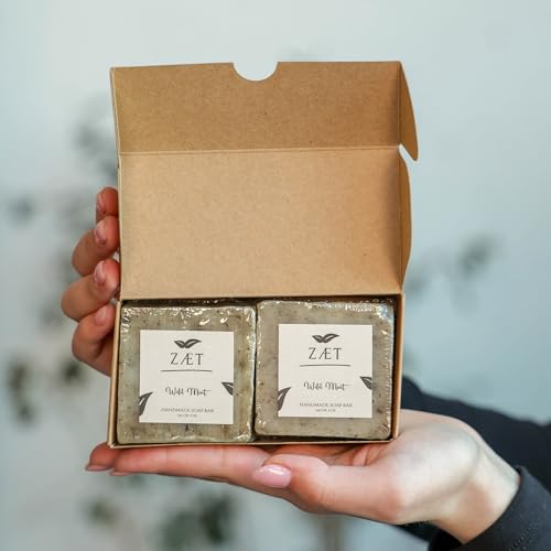 ZAET 2-Pack Wild Mint Bar Soap ? Made with Wild Mint Extract, Olive Oil and Coconut Oil - Handmade Soap Bar for Face, Body and Hands - Gently Cleanses and Refreshes All Skin Types- For Men and Women