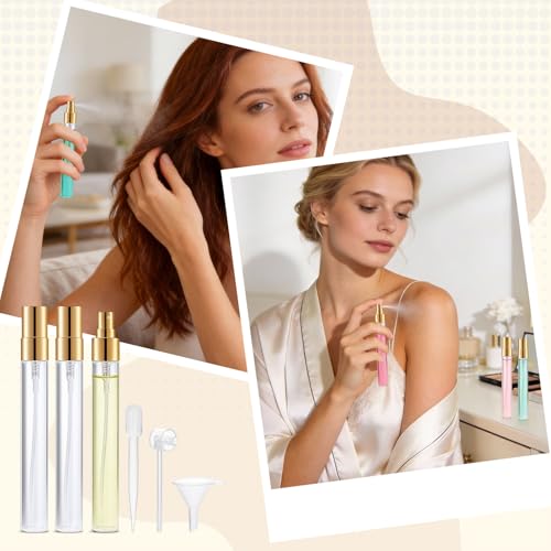 Mini Glass Spray Bottle 50pcs 10ml Clear Spray Bottle Empty, Fine Mist Refillable Mini Perfume Spray Bottle, Perfume Atomizer, Travel Spray Bottle For Hair, Small Empty Sample Containers Portable