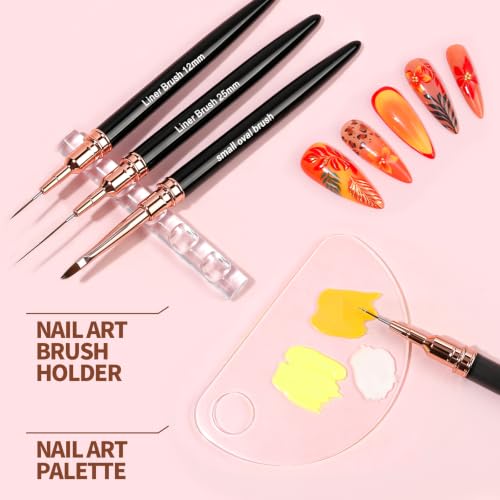 Teenitor 29Pcs Nail Art Kit with Brushes, Dotting Pens & Striping Tape