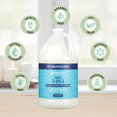 Ginger Lily Farms Kids 3-in-1 Shampoo & Body Wash, 128 oz