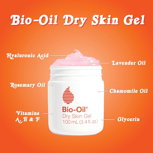 Bio-Oil Dry Skin Gel, Face and Body Moisturizer, Fast Absorbing Hydration, with Soothing Emollients and Vitamin B3, Non-Comedogenic, 3.4 Oz