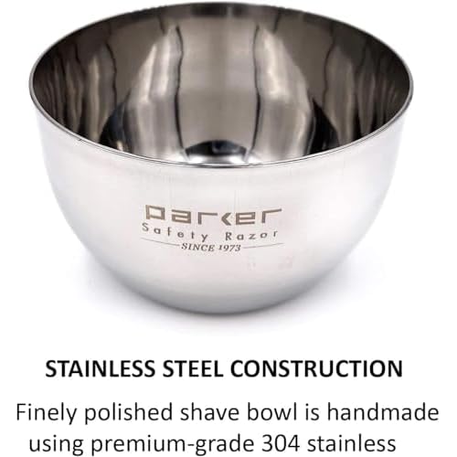 Parker Deluxe Unbreakable Stainless Steel Shaving Bowl ? for use with your favorite Shave Soap or Lathering Shaving Cream