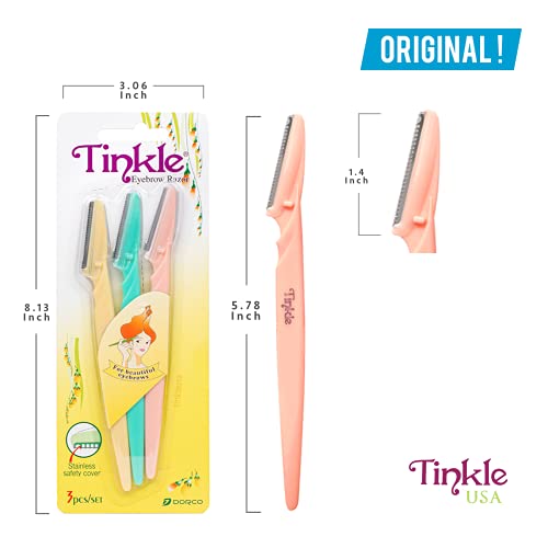 DORCO Tinkle Dermaplaning Razor 9 Pack for Face & Eyebrows - Safe Peach Fuzz Removers, 2 Sets of 3 Razors