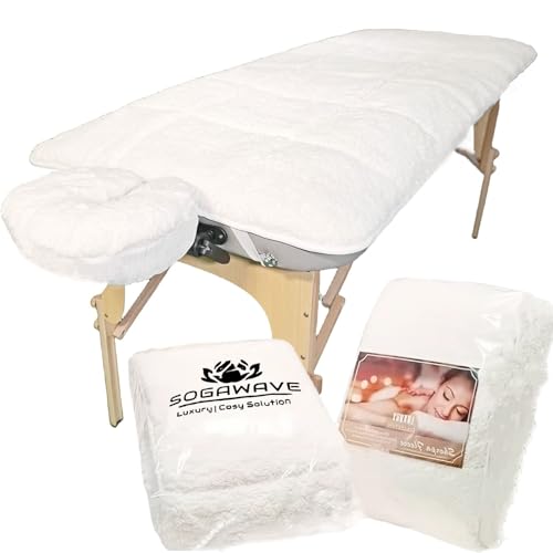 Fleece Massage Table Pad 71x31 Inch with Face Cradle Cover - Extra Soft, Washable, Fitted Spa Bed Cushion for Professional & Home Use (1 Count)