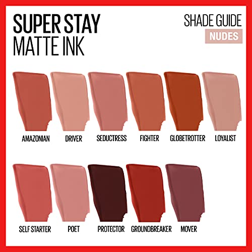 Maybelline Super Stay Matte Ink Liquid Lipstick Makeup, Long Lasting High Impact Color, Up to 16H Wear, Self-Starter, Light Red, 1 Count