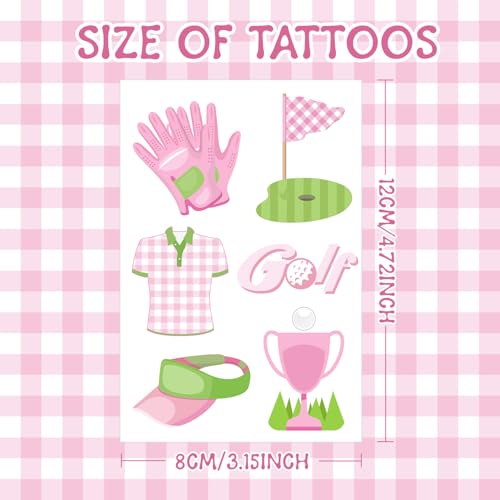 Pink Golf Temporary Tattoos - 96 Stickers Party Favors