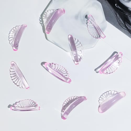 PERMANIA Lash Lift Rods, Self-Adhesive Super Soft 10 Pcs Shell Pink Lash Lift Pads Extreme Eyelash Curler Glueless