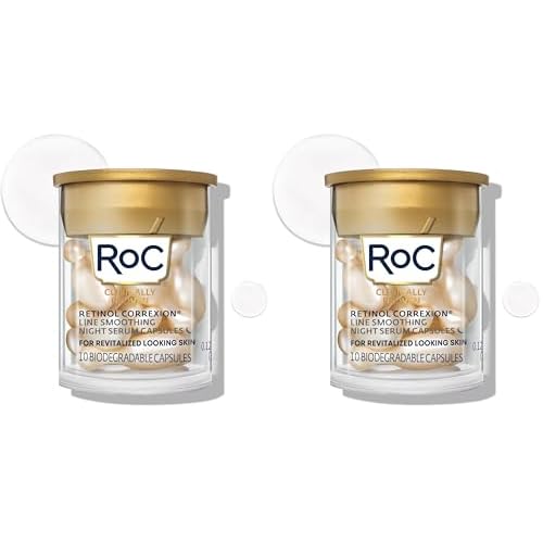 RoC Retinol Correxion Line Smoothing Night Serum Capsules, Daily Anti-Aging Skin Care Treatment for Fine Lines, Dark Spots, Acne Scars, 10 Count (Pack of 2)