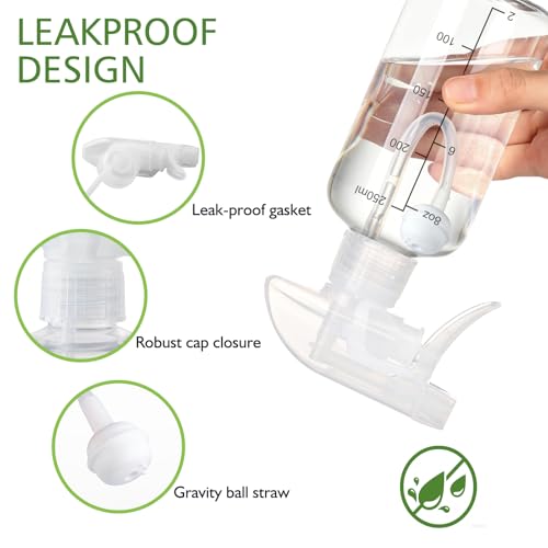 Gungtien Clear 10oz Spray Bottles 2-Pack, 360° Upside-Down Mist for Cleaning & Gardening