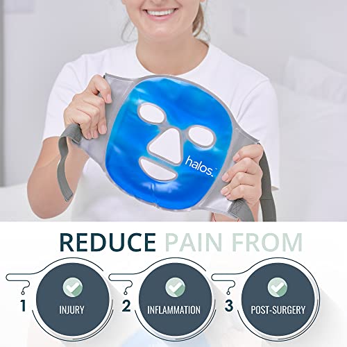 MyHalos Blue Ice Face Mask for Migraine & Swelling Relief, Cooling Gel Pack