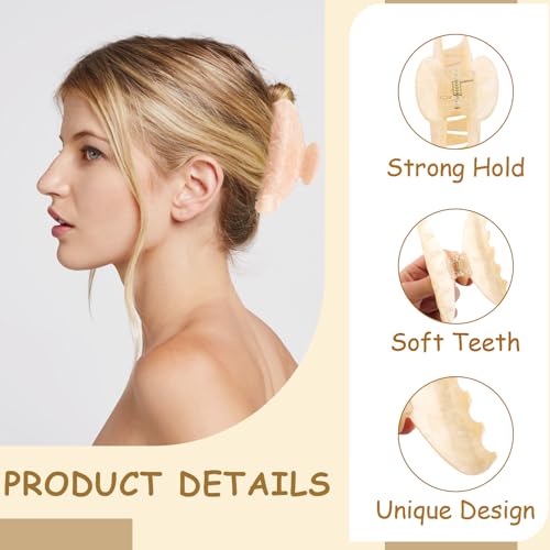 Vovii 4-Pack Acrylic Hair Claw Clips for Women - Champagne, Brown, Beige, Red