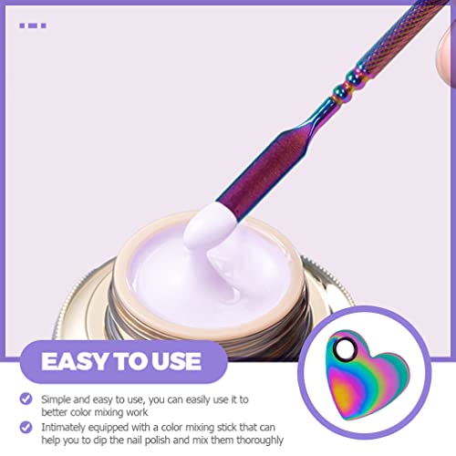 Beaupretty Heart Shaped Nail Color Mixing Palette with Stainless Steel Nail Spatula Compact Makeup Mixing Plate for Gel Polish Eyeshadow Pigment Blending 4.33X4.13In