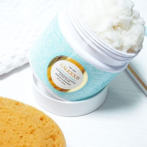 LALICIOUS Sugar Reef Moisturizing Body Scrub - Cane Sugar Body Scrub with Coconut Oil & Honey, No Parabens (16oz)