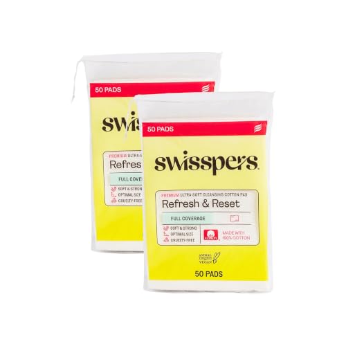 Swisspers Refresh & Reset Facial Cotton Pads - Ultra-Soft, Lint-Free Reusable Makeup Remover Wipes, Pack of 150
