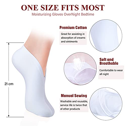 5 Pairs Moisturizing Socks Overnight Spa Socks for Dry Feet, Moisture Enhancing Socks, Cosmetic Moisturizing Socks for Women and Men, White