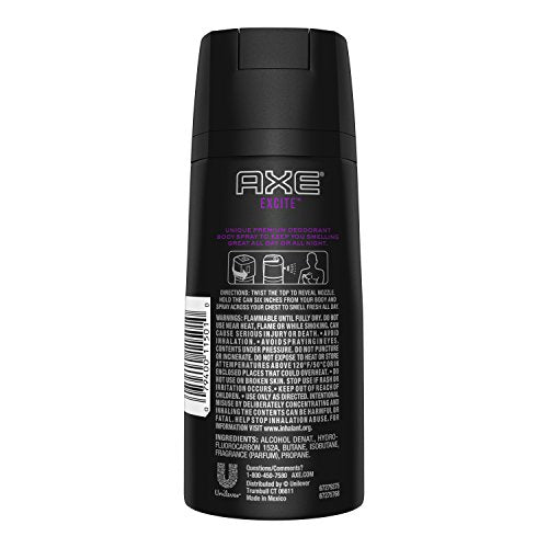 AXE Excite Body Spray for Men, 4 oz (Pack of 3)