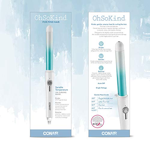 Conair OhSoKind For Fine Hair 1-inch Curling Wand, Straight wand produces flawless waves