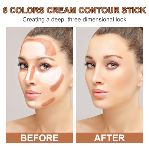 6-Color Cream Contour Stick Makeup Kit with Highlighter & Bronzer