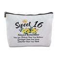 Sweet 16 Gifts for Her Zipper Travel Makeup Bag Sweet Sixteen Gifts for Sister Best Friend Sweet 16 Gifts for Niece Daughter 16th Birthday Gifts Ideas