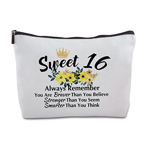 Sweet 16 Gifts for Her Zipper Travel Makeup Bag Sweet Sixteen Gifts for Sister Best Friend Sweet 16 Gifts for Niece Daughter 16th Birthday Gifts Ideas
